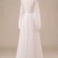 Long Sleeves Wedding Dress with Lace Pure Color