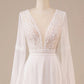 Long Sleeves Wedding Dress with Lace Pure Color