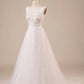 Sparkly Tulle Beaded Long Wedding Dress Pure Color