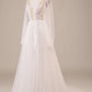 Long Sleeves Open Back Wedding Dress with Appliques Pure Color