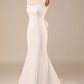 Mermaid Sweep Train Wedding Dress with Bowknot Pure Color