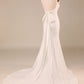 Mermaid Sweep Train Wedding Dress with Bowknot Pure Color