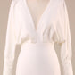 Satin Sweep Train Wedding Dress with Long Sleeves Pure Color
