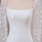 Trumpet Sweep Train Long Sleeves Wedding Dress with 3D Appliques White