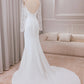 Neck Satin Trumpet Sweetheart Wedding Dress with Lace Long Sleeves White