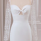 Neck Satin Trumpet Sweetheart Wedding Dress with Lace Long Sleeves White