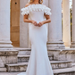 Wedding Dresses Spaghetti Strap Off Shoulder Stretch Fabric Cap Sleeve Romantic Elegant