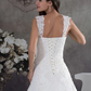 A-Line Wedding Dresses Sweetheart Neckline Chapel Train Lace Tulle Spaghetti Strap with Beading