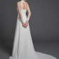 A-Line Wedding Dresses High Neck Court Train Chiffon Lace Long Sleeve Vintage Plus Size Backless with Lace
