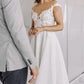 A-Line V-Neck Chiffon Floor Length Wedding Dress With Appliques Elegant