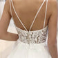 A-Line Spaghetti Straps Tulle Appliques Rustic Wedding Dress White Sexy