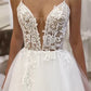 A-Line Spaghetti Straps Tulle Appliques Rustic Wedding Dress White Sexy