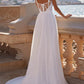 A-Line Square Neckline Sleeveless Chiffon Wedding Dresses With High Split Sexy