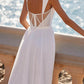 A-Line Square Neckline Sleeveless Chiffon Wedding Dresses With High Split Sexy