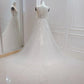 A-line White Off the Shoulder Wedding Dress With Flower Embroidery Beautiful