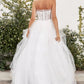 White Strapless Enchanting Corset Wedding Dress Tulle Long Dress Off Shoulder