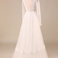 A-Line Long Sleeves Wedding Dress with Lace V-neck