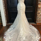 Floral Lace Strapless Mermaid Long Bridal Gown Wedding Dresses Off Shoulder