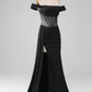 Mermaid Prom Dress with Slit Off the Shoulder Satin Corset Sexy Black