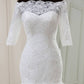 White Lace Off-the-Shoulder Half Sleeve Trumpet Wedding Dress Long