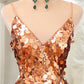 Mermaid Spaghetti Straps Long Sequin Prom Dress With Split Sparkly