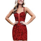 Sequin Lace Up Tight Homecoming Party Dress Sparkly Sexy
