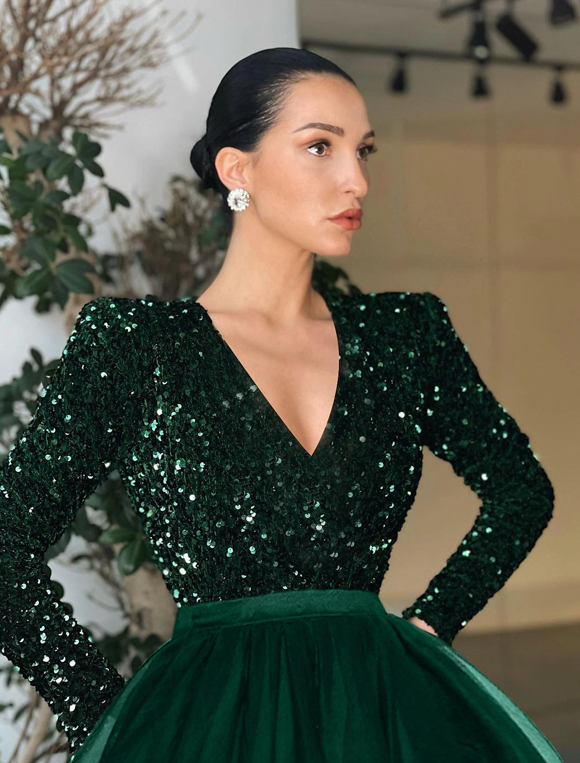 Ball Gown A-Line Cocktail Dresses Vintage Dress Evening Party Cocktail Party Tea Length Long Sleeve Jewel Neck Fall Wedding Guest Tulle