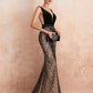 Mermaid / Trumpet Evening Gown Luxurious Dress Formal Evening Sweep / Brush Train Sleeveless V Neck Fall Wedding Guest Velvet Backless