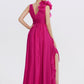 A-Line Evening Gown Floral Dress Formal Wedding Guest Floor Length Sleeveless V Neck Chiffon with Ruched