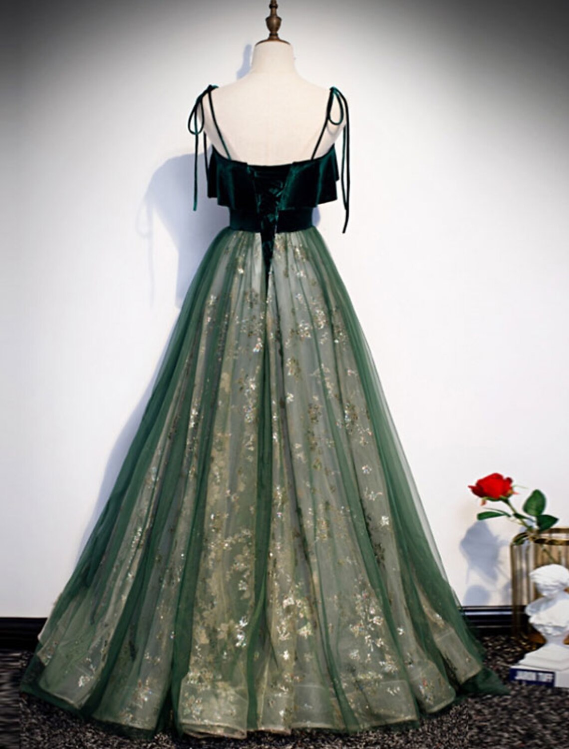 A-Line Prom Dresses Glittering Dress Wedding Guest Engagement Floor Length Sleeveless Spaghetti Strap Organza