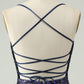 Sparkly Navy Bodycon Spaghetti Straps Backless Short Homecoming Dress with Sequins Sexy
