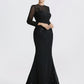 Mermaid / Trumpet Sheath / Column Evening Gown Elegant Dress Formal Floor Length Long Sleeve Jewel Neck Lace