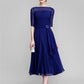 A-Line Mother of the Bride Dress Fall Wedding Guest Dresses Plus Size Elegant Bateau Neck Tea Length Chiffon Half Sleeve