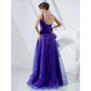 A-Line Elegant Dress Formal Evening Floor Length Sleeveless One Shoulder Organza with Side Draping Cascading