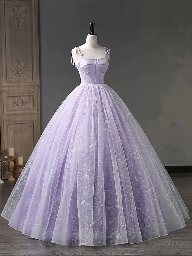 Ball Gown Prom Dresses Minimalist Dress Formal Floor Length Sleeveless Spaghetti Strap Tulle Backless with Pleats