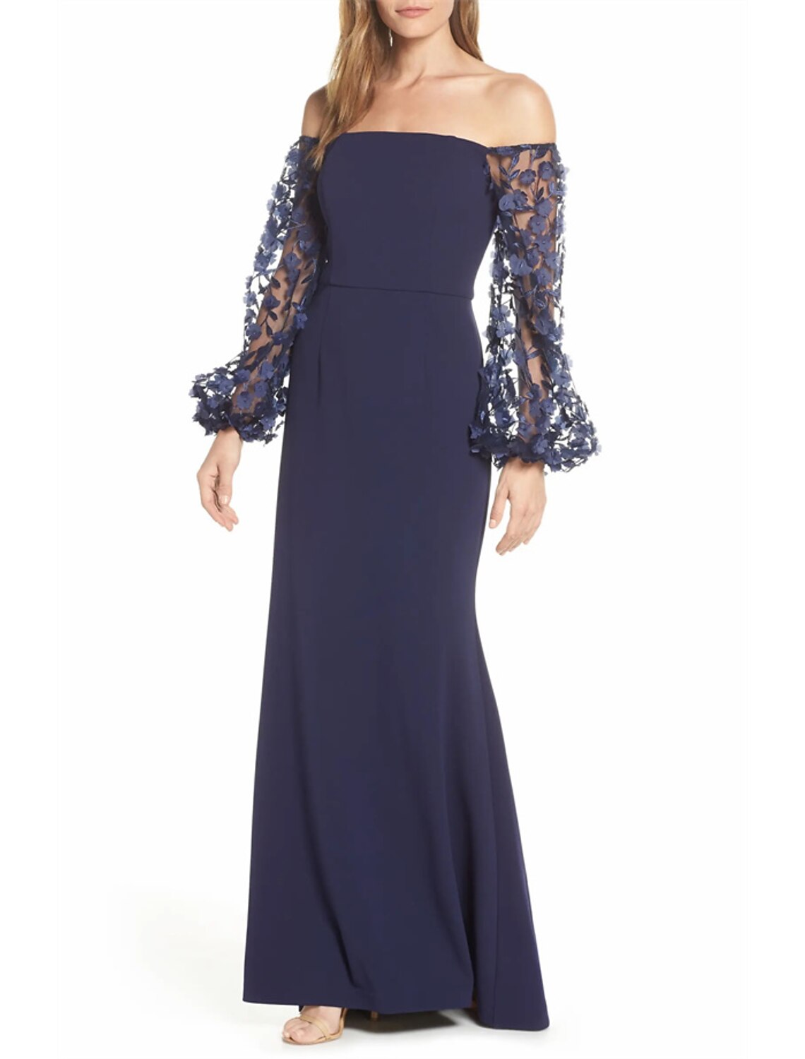 Mermaid / Trumpet Evening Gown Elegant Dress Formal Sweep / Brush Train Long Sleeve Off Shoulder Stretch Fabric