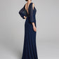 Sheath / Column Mother of the Bride Dress Sparkle & Shine Boat Neck Floor Length Chiffon Jersey Long Sleeve No with Beading