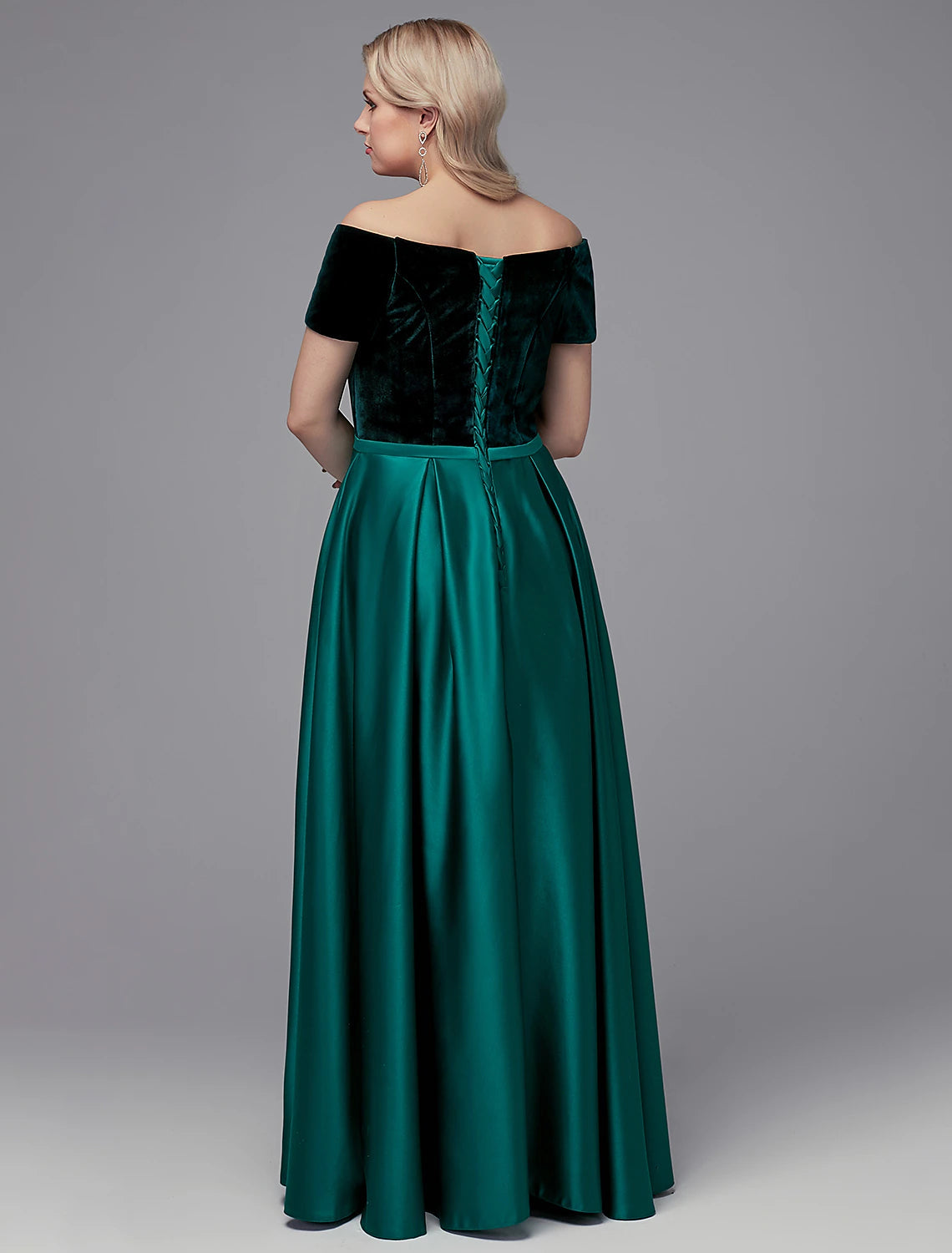 A-Line Special Occasion Dresses Elegant Dress Wedding Guest Formal Evening Floor Length Short Sleeve Off Shoulder Satin