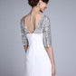 Sheath / Column Mother of the Bride Dress Sparkle & Shine Jewel Neck Short / Mini Chiffon Half Sleeve