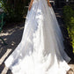 A Line Sweetheart Side Split Full Lace Palace Train Wedding Dress Sparkly