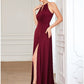 A-Line Prom Dresses Elegant Dress Wedding Guest Floor Length Sleeveless Halter Chiffon with Draping