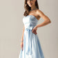 A-Line Bridesmaid Dress Strapless Sleeveless Elegant Knee Length Satin with Sash / Ribbon