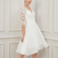 Reception Little White Dresses Wedding Dresses A-Line V Neck Half Sleeve Knee Length Chiffon Bridal Gowns With Draping