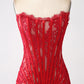 Classy Lace Strapless Corset Short Cocktail Dress with Lace-up Back Off Shoulder Sexy