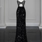 Mermaid / Trumpet Evening Gown Sexy Long Dress Formal Floor Length Sleeveless Spaghetti Strap Sequined with Bow(s) Crystals Sequin