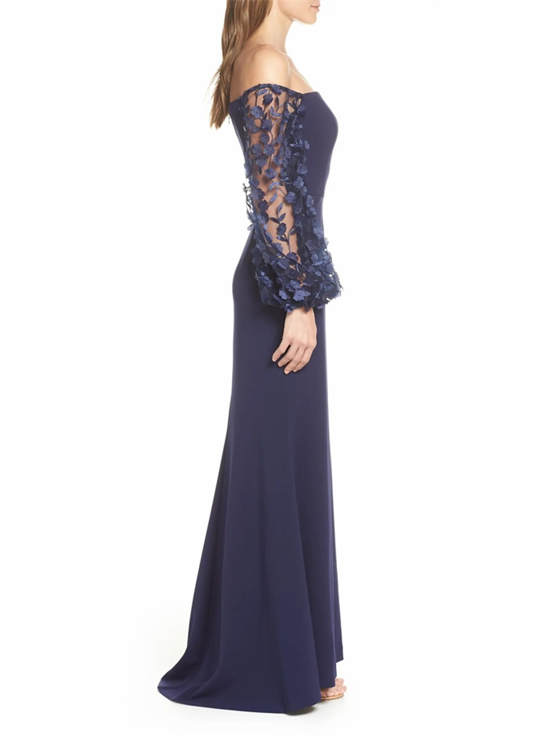 Mermaid / Trumpet Evening Gown Elegant Dress Formal Sweep / Brush Train Long Sleeve Off Shoulder Stretch Fabric