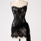 Classy Lace Strapless Corset Short Cocktail Dress with Lace-up Back Off Shoulder Sexy