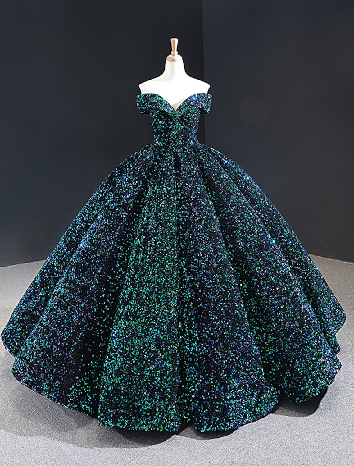 Ball Gown Luxurious Sparkle Quinceanera Formal Evening Birthday Dress Off Shoulder Sleeveless Floor Length Sequined