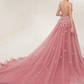 Ball Gown Evening Gown Luxurious Dress Engagement Court Train Sleeveless V Neck Tulle