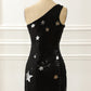 Black One Shoulder Sequin Cocktail Dress With Stars Short Sexy